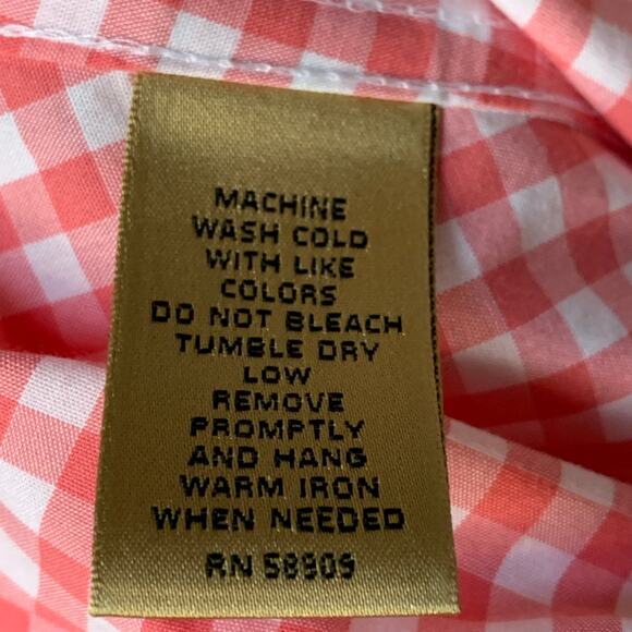 Taylor Investments Gold Label Pink White Gingham Check Button Up Shirt Size 6 - Picture 12 of 16